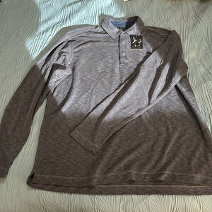 NWT: Age of Wisdom men’s long-sleeved polo in charcoal, size large